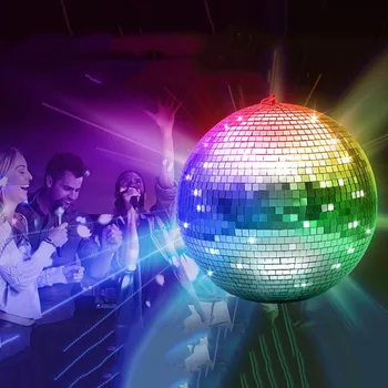 Сребърни диско-огледални топки 30 см, окачен огледален диско топка, отразяваща диско-топка за клубната сцена, декор на сватбени партита
