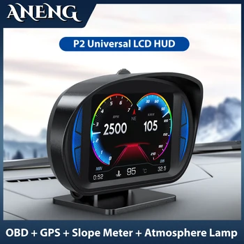 OBD2 GPS Универсален автомобилен HUD интелигентен цифров скоростомер, измерване на наклон, компас, аларма за превишаване на скоростта, датчик за обороти, дисплей на главичката