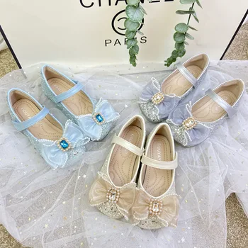 Кожени обувки за изказвания за момичета, блестящи балет апартаменти, детски модни и ежедневни обувки на сватба, детски перли, лъскави обувки на Мери Джейн за деца