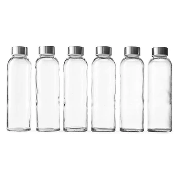 Бутилка от прозрачно стъкло с капацитет от 18 грама, бутилки за многократна употреба, за вода с капаци, натурални, не съдържат BPA, екологично чисти за изцеждане на сок
