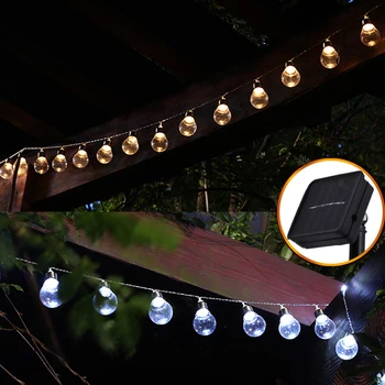 Слънчеви гирлянди 10/30 led глобус лампа Водоустойчив приказни светлини на слънчеви батерии Сватба градина домашен пейзаж празнична украса