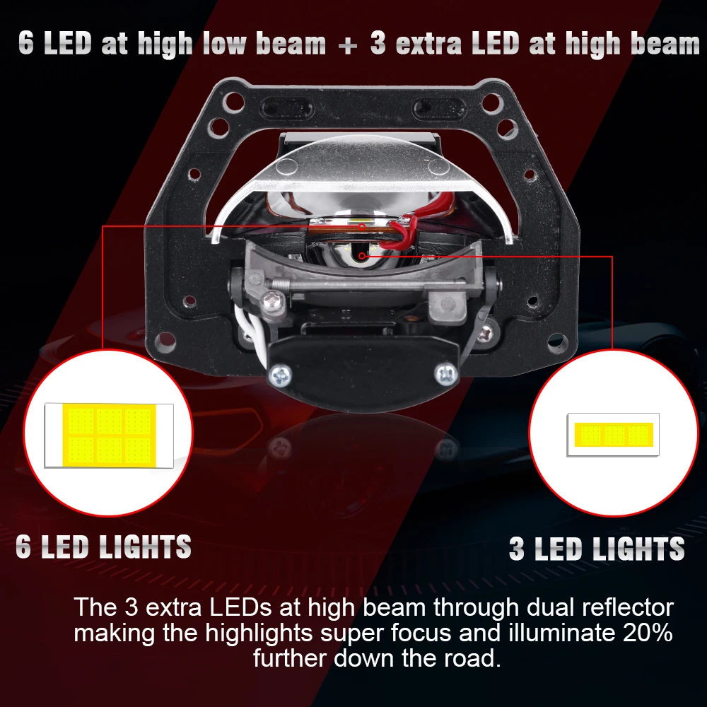3,0 Инча Bi-LED Лещи Проектор 30000LM Двоен Рефлектор Angel Eye Shrouds Обектив LHD За Hella 3R 6000 ДО 9 бр. Чипове Led Драйвер 12