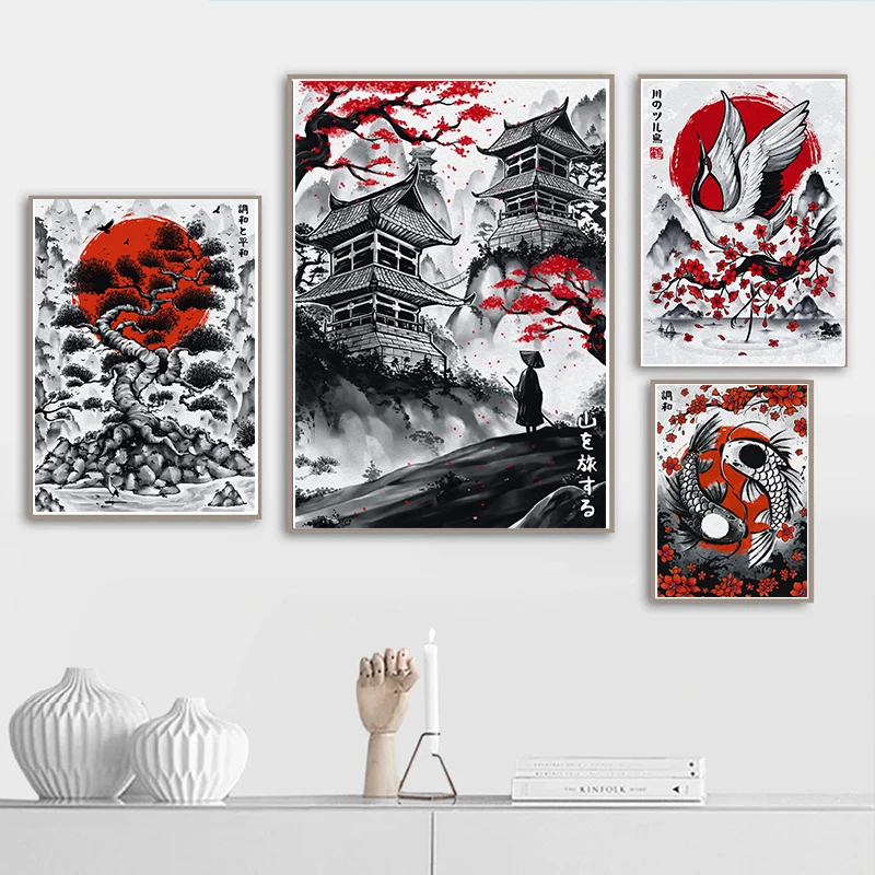 Японската Живопис Туш Дуел Самурай Известен Цитат Плакат Естетически Пейзаж Пътуване Ронин Домашно Платно За Стена На Изкуството, Рисувани Стенни Декор На Стая