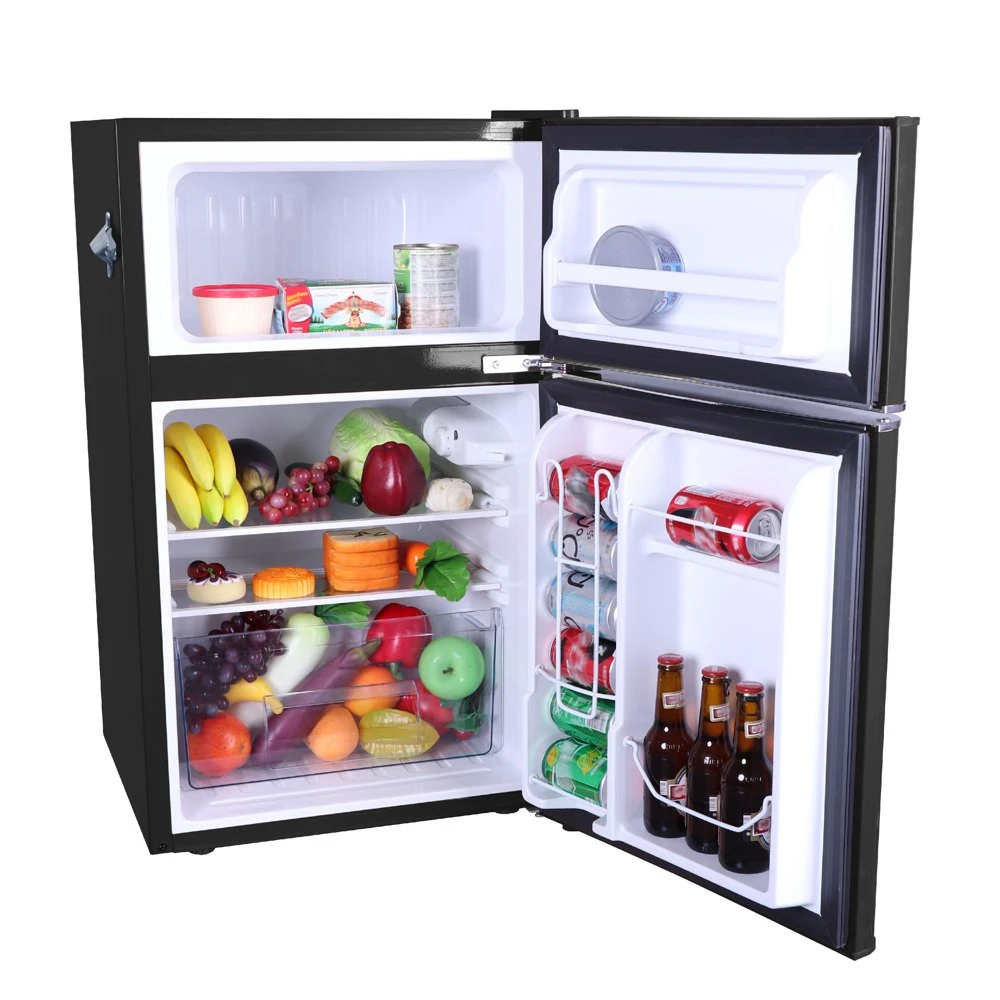 Компактен хладилник с две врати обем 3,1 кубични фута с фризер, черен